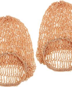 Housoutil Lot de 2 Bonnets de Nuit en Maille Crochetée Kaki pour Cheveux Bouclés, Bonnet de Soin Capillaire Réutilisable et Respirant, Filet à Cheveux de Salon Adaptable pour Protection