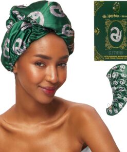 Kitsch Harry Potter Serviette de bain en microfibre ultra absorbante pour cheveux humides, bouclés, longs/courts, anti-frisottis, excellent cadeau de soins capillaires pour femme – Serpentard