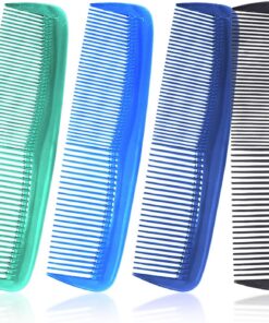 Soft 'N Style Lot de 4 peignes de soins capillaires – Non cassables – Peigne à dents fines pour homme (mélange foncé)