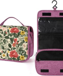 Trousse de toilette rose pour homme et femme, trousse de maquillage portable à crochet de suspension, trousse de maquillage pour accessoires, shampooing, conteneur pleine grandeur, articles