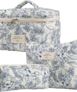 Trousse de toilette florale | Sac de rangement de – rangement de | pinceaux de maquillage en coton pour femme, a, Refer to description, Unisexe
