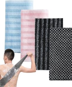 Body Scrub Towel, Double-Sided Bath Cloth, 39.37x8.66x0.2 Inches Long Design, Comfort with Shower Style, Compact Supply with Bathroom Use, Home Accessories for Skin Cleansing Personal Care Spa Usage