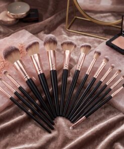 Lot de 18 pinceaux de maquillage synthétiques professionnels pour fond de teint, poudre, blush, anti-cernes, fard à paupières, outils de maquillage doux pour femme