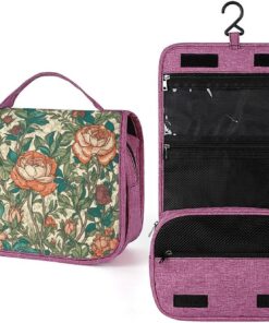 Trousse de toilette à motif de rose pour hommes et femmes, trousse de maquillage portable à crochet de suspension, trousse de maquillage pour accessoires, shampooing, conteneur pleine