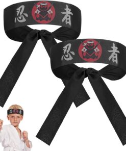 STOBAZA Bandeaux Japonerie Ninja de Karaté Respirants et Réutilisables pour Chefs, Lot de 2, Taille Unique Ajustable, Unisexe, Adaptés pour Sport, la Cuisine et Soins Capillaires