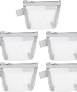 uxcell Mini sac à fermeture éclair en nylon pour maquillage et cartes de crédit, gris